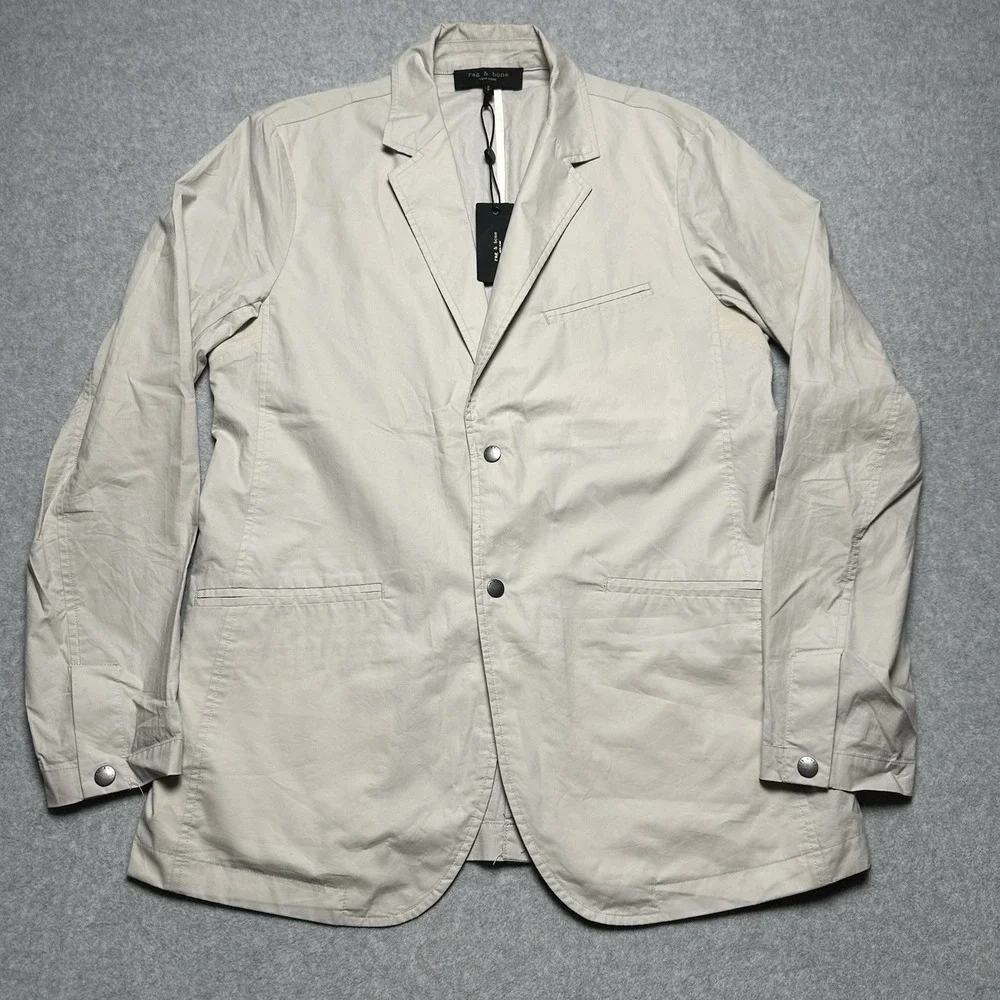 Rag & Bone Mens 365 Paper Cotton Blazer Light Grey MBW23S4117LPML SMALL New $495